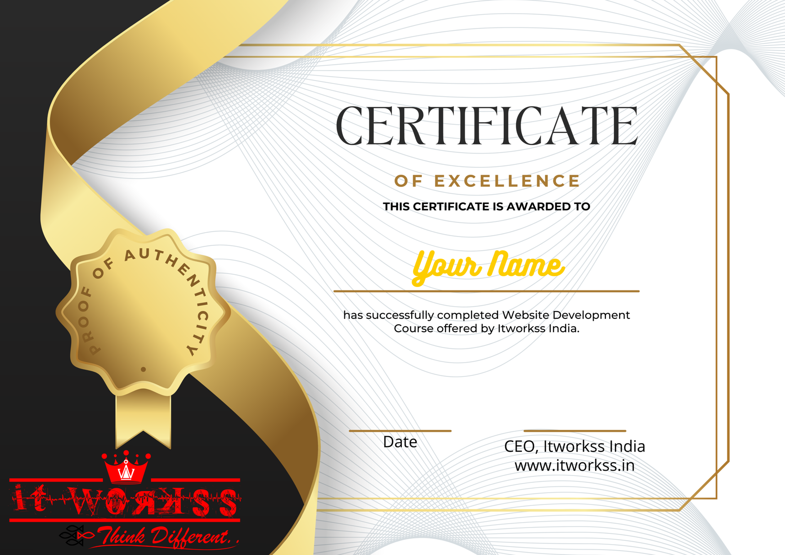 Golden and Black Modern Certificate for Frame